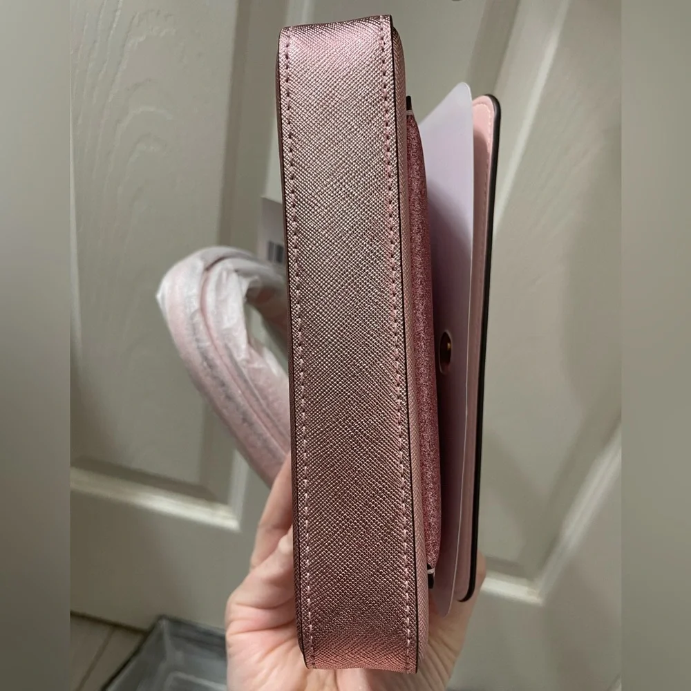 Kate Spade NWT Metallic Pink Glitter Duo Crossbody Bag Purse and Cardholder - Picture 12 of 14